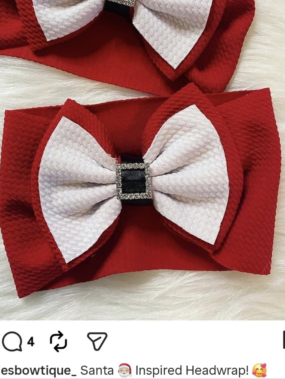 NWT Baby Santa Headwrap Christmas Holiday Bow Headband